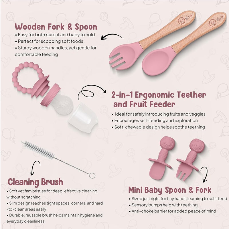 O'doe Baby Weaning Set – 15 Pcs Silicone Baby Feeding Set with Suction Plate, Bowl, Bib, Sippy Cup, Fruit Feeder, Freezer Tray - Image 5